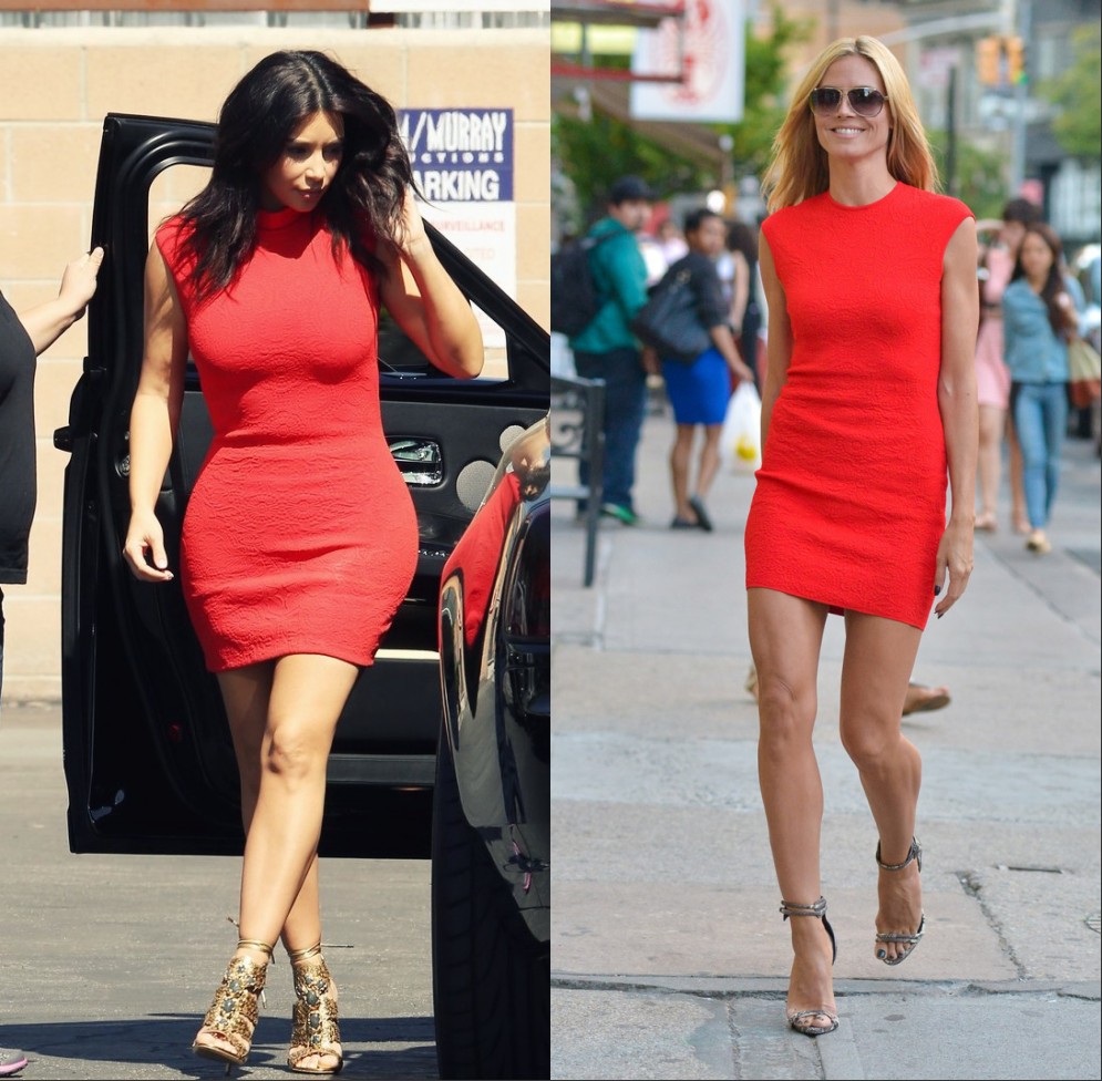 Kim Kardashian et Heidi Klum en mini robe moulante Alexander McQueen