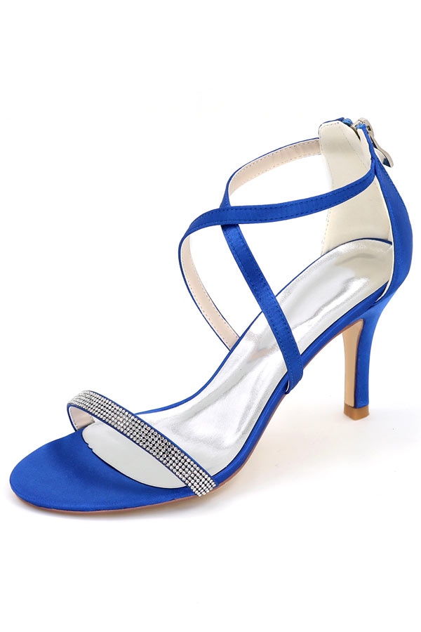 Sandales bleu royal sexy lanières croisées
