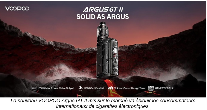 VOOPOO dévoile son nouveau module Argus GT II qui séduit les utilisateurs d’e-cigarettes par son excellente prise en main et son design exquis